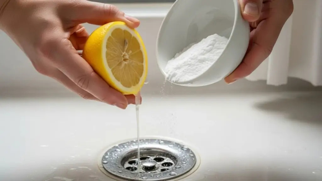 El truco del limón y bicarbonato para revivir tus desagües del baño