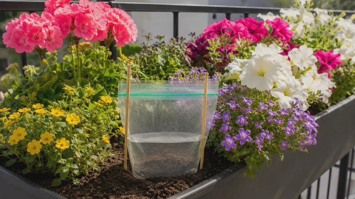 Riego para jardineras y macetas: el truco con bolsa ziplock que riega por ti