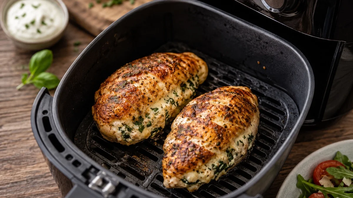 Pechuga de pollo rellena en airfryer: la receta sencilla para un pollo jugoso con relleno cremoso