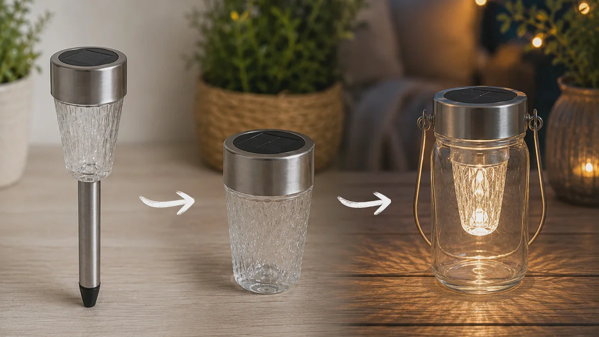 Decoración solar DIY para jardín, terraza y balcón: cómo convertir una lámpara solar en farolillo